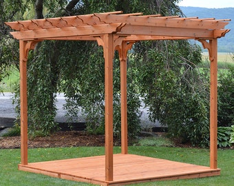 Red Cedar 6x8 Pergola Swing Bed Stand With Deck