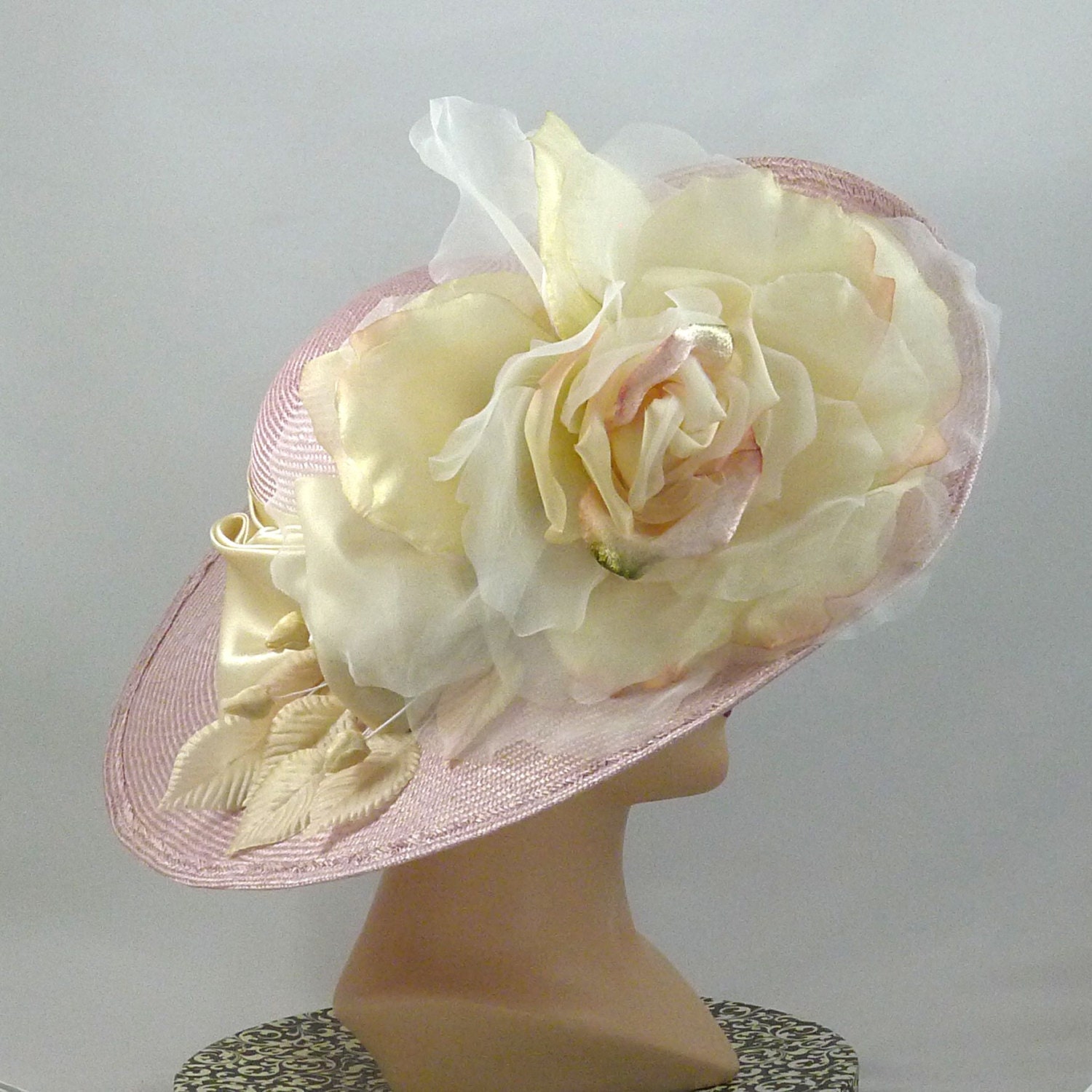 Garden Party Portrait hat in Pink with by JenniferMillinery