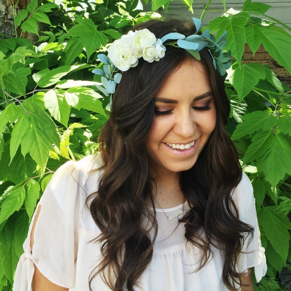 Ranunculus Greenery Flower Crown / Greenery Bridal Flower