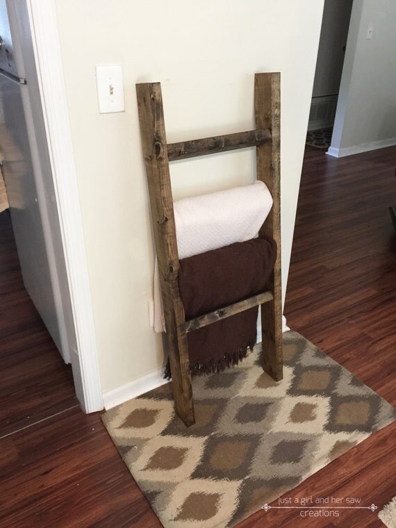 Blanket ladder towel ladder rustic ladder by NorthernOaksDecorCo