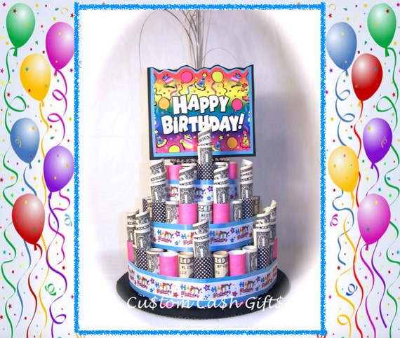 MONEY CAKE Happy Birthday Unique Gift Made by CustomCashGifts