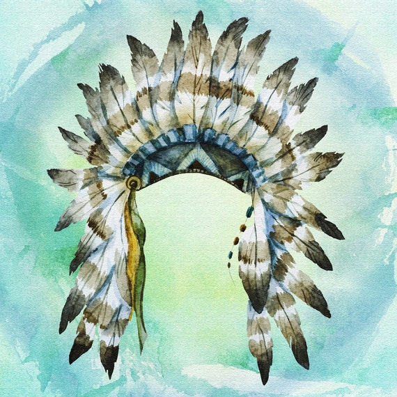 American Indian Headdress Canvas Art Art Print by ChoosyShop