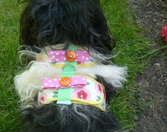 Pink Floral Comfort Soft Dog Harness - Made to Order -