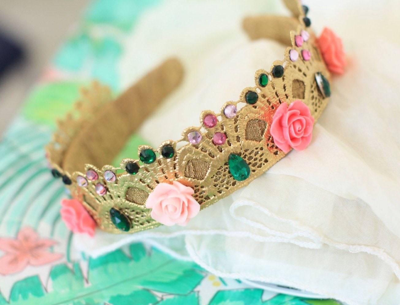 sweet 16 crown pink flowers tiara floral tiara bridal tiara