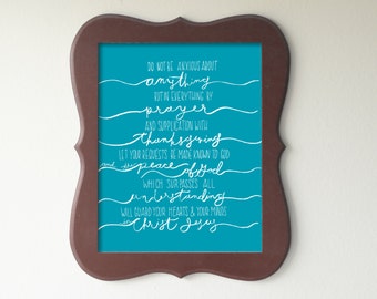 Philippians 4:6-7 Printable Bible Verse Art Print 8x10 Digital Wall Art Gift