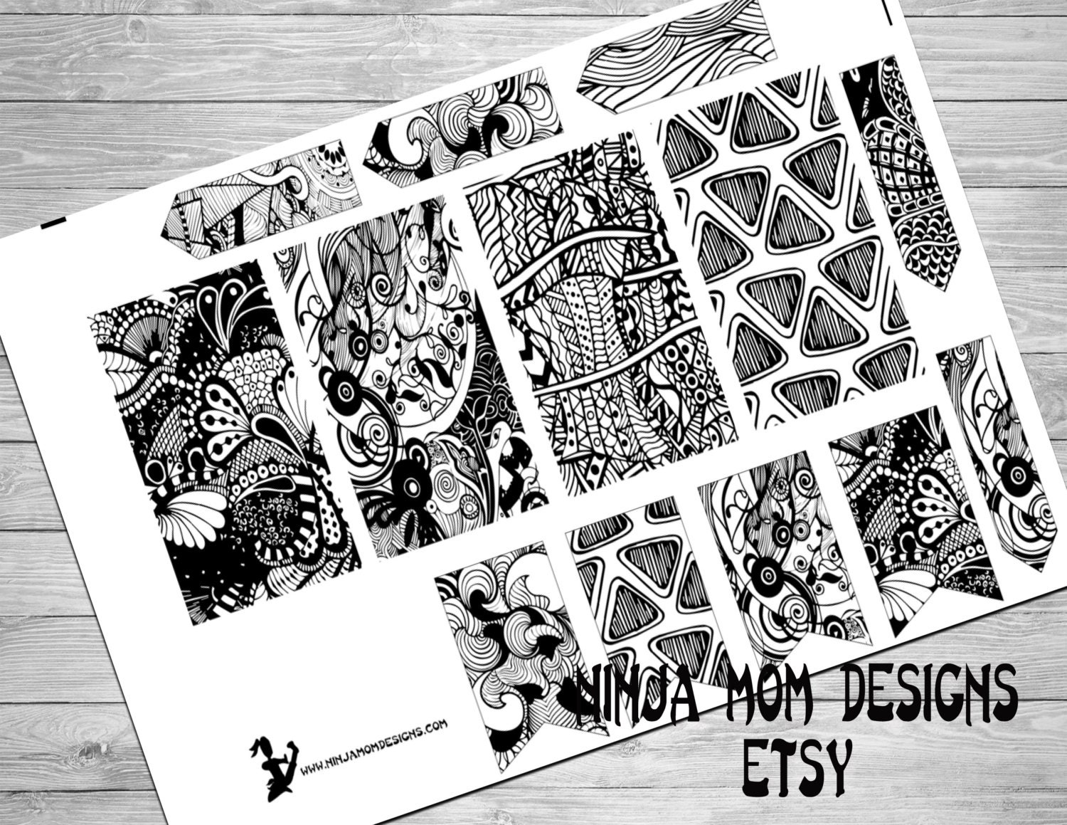 Zentangle Adult Coloring Stickers Perfect for by NinjaMomDesigns