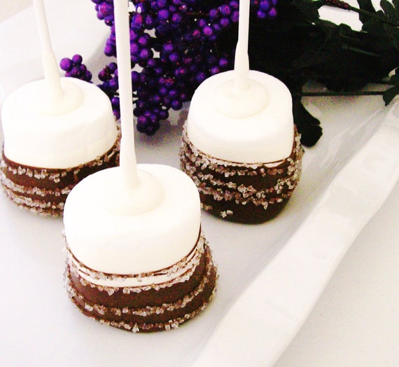Chocolate Dipped Marshmallow Pops 12 Jumbo Marshmallow