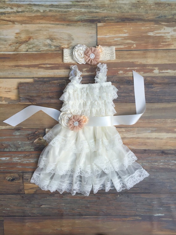 Flower girl dress ivory lace girls dress toddler lace dress