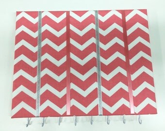 Pink Chevron Coral Chevron Hair Bow Holder Hair Bow Organizer