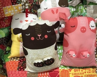 IN STOCK!! Farm Fun Farm Animal Fabric Panel by Stacy Iest Hsu for Moda 100% Cotton Pig, Cow, Sheep, Chicken