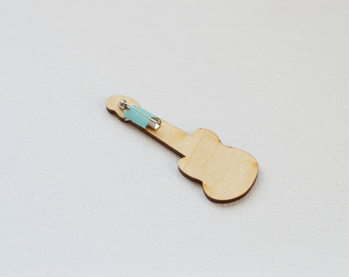 Guitar // Wooden brooch is covered with ECO paint // Laser Cut // 2016 Best Trends // Fresh Gifts // Music Item //