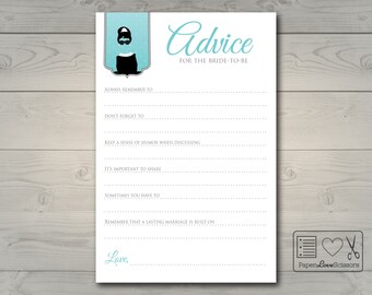Printable Breakfast at Tiffany's Advice Card | Instant Download | Bridal Shower Game | Advice for the Bride