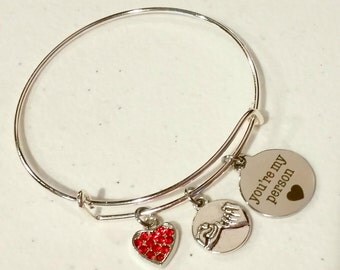 Your My Person - bangle bracelet - charm bracelet - Pinky Swear - Best friend - gift for her - gift for friend - Christmas gift - friendship