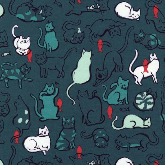 SALE Cat fabric Fabric by the yard Modern quilt fabric