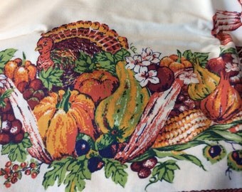 Large vintage cross stitched linen tablecloth and 8 by speziaworld