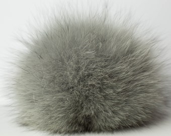 Luxurious gray genuine fur pompoms, fur pom pom, real fox fur fur pom, silky smooth small pom, real fur pompom, pompon fourrure