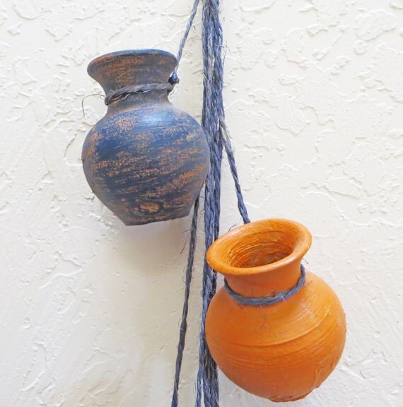 Mexican Pottery Hanging Clay Pots Wall Hanging Petite