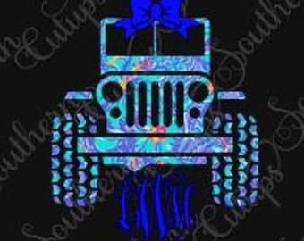 Lilly Pulitizer inspired JEEP vine monogram for car, Yeti tumbler, coffee cup, wineglass, cellphone, laptop, binders, etc