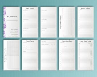 PROJECT PLANNER Midori Traveler's Notebooks Inserts Printable PDF Printable Steps Tracker Goal Budget Supplies Organizer Instant Download