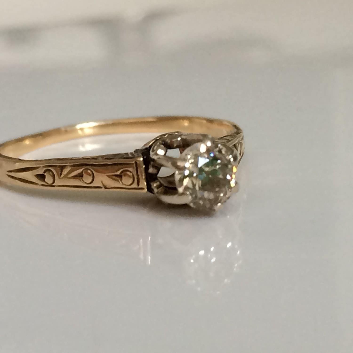 Vintage Old Mine Cut Diamond Ring 10