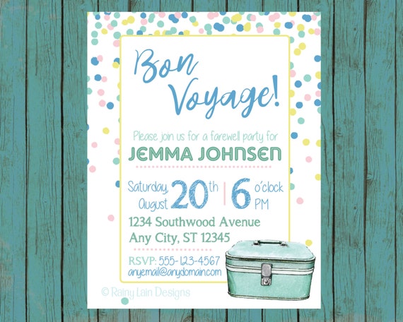 Printable Bon Voyage Party Invitation Farewell Party Going