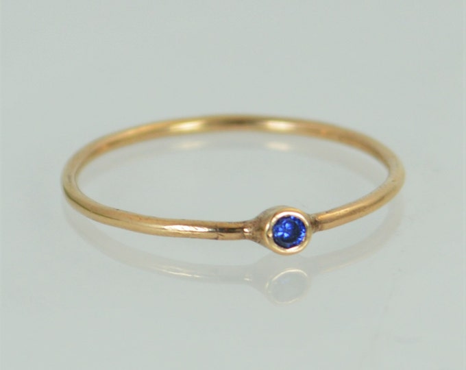 Tiny Sapphire Ring, Sapphire Stacking Ring, Solid 14k Rose Gold Sapphire Ring, Sapphire Mothers Ring, September Birthstone, Sapphire Ring
