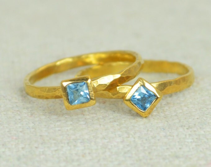 Square Aquamarine Ring, Gold Filled Aquamarine Ring, March Birthstone Ring, Square Stone Mothers Ring, Square Stone Ring, Gold Ring