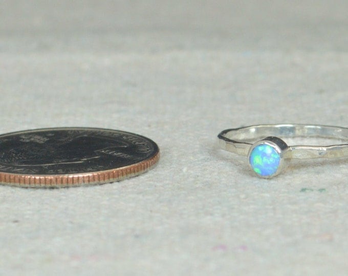 Small Opal Rings, Opal Ring, Opal Jewelry, Stacking Ring, October Birthstone Ring, Opal Ring, Mothers Ring, Blue Opal