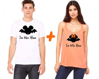 Disney Inspired Halloween Couples Shirts, Im His Boo and Im Her Boo Halloween Shirts, Mickey and Minnie Halloween, Her boo and His boo