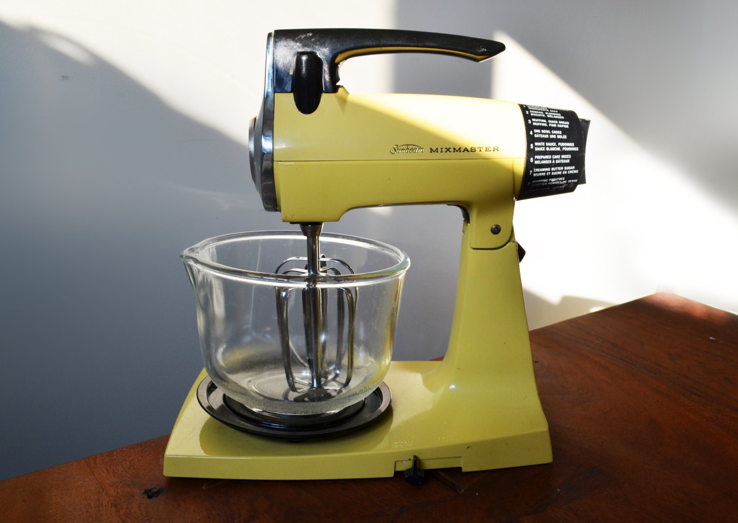 Reserved for Lori Vintage yellow Sunbeam Mixmaster 2 clear