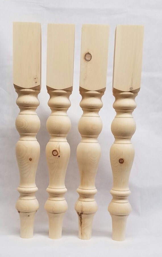 Set 4 Unfinished Solid Knotty pine Dining Table Legs 29