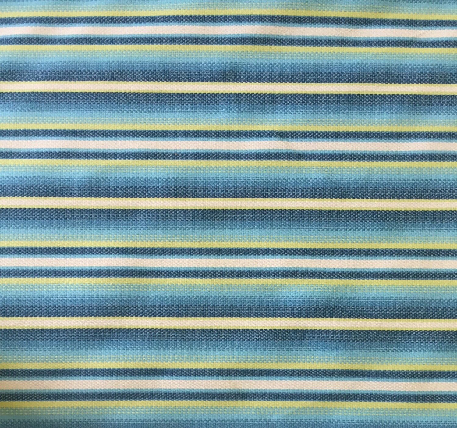 Ocean Blue and Lime Green R/R Stripe Upholstery Fabric by