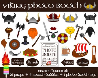 PRINTABLE Viking Photo Booth Props-Photo Booth Sign-Viking Party-Printable Viking Photo Props-Viking Props-Viking Printable-Instant Download