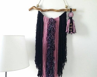 Wall tapestry garland, Bohemian Decor Wall Hanging, Yarn Tapestry, Yarn Mobile, Boho Gypsy decor