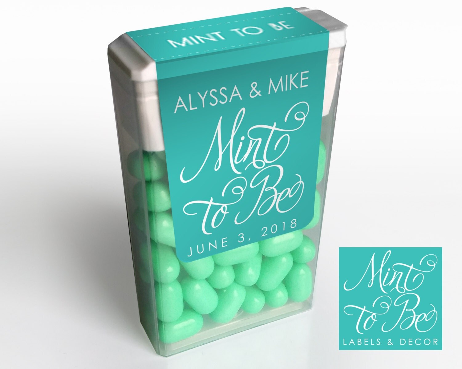 Personalized Mint to Be Labels for Wedding Favors and