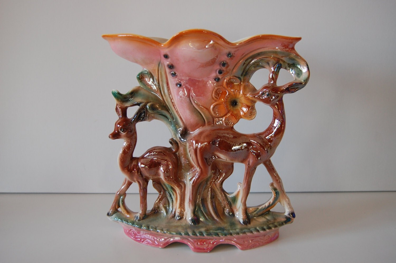 Vintage deer pottery vase Made in Italy fawn doe