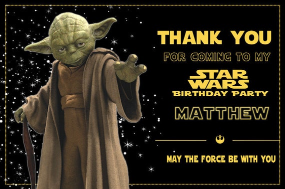 Items similar to Yoda Thank You Card Star Wars Thank You Note, Star ...