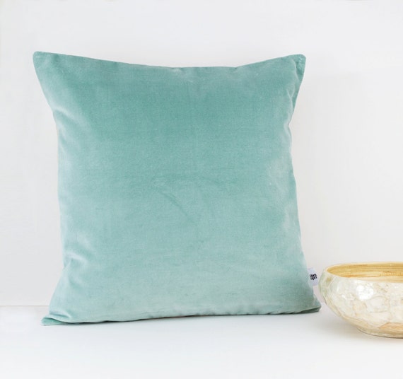 Mint velvet throw pillow Decorative velvet by LinenandStripes