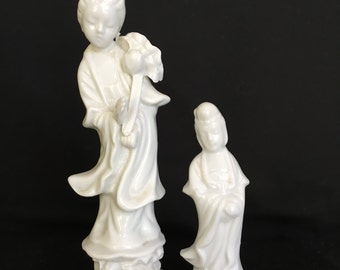 Japanese Figurines Solid White Vintage Statuettes