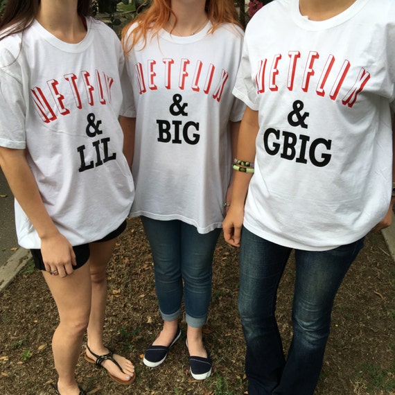 Netflix and Chill Big, Little, GBig, GGBig Family Reveal Sorority Comfort Colors T-Shirt
