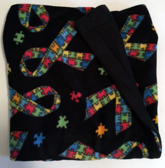 Sensory WEIGHTED BLANKET Autism Puzzle Ribbon Print 6 lbs.