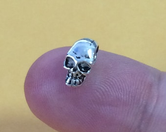 8 Sterling Silver Skull Beads, Sterling Skull Beads, 925 Silver Skull Beads, Small Skull Beads, Skull Bracelet Beads, Tiny Skull Beads -E129