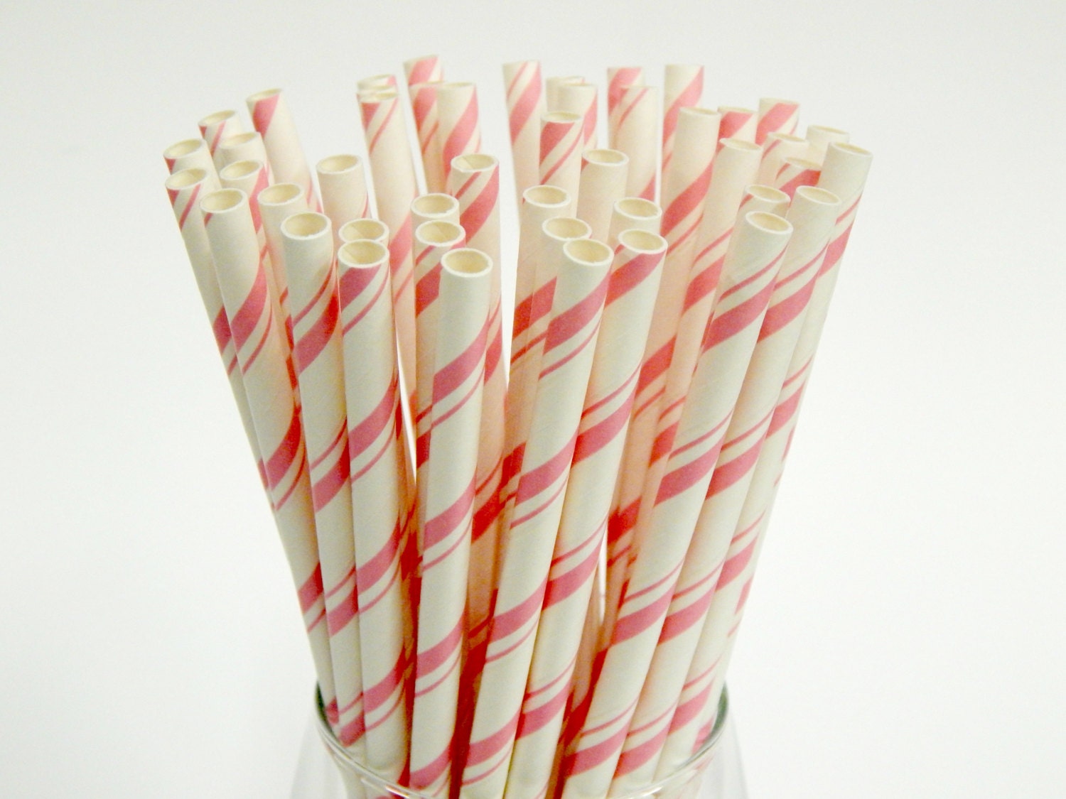 Paper Straws 25 Pink Candy Cane Stripe Paper Drinking Straw