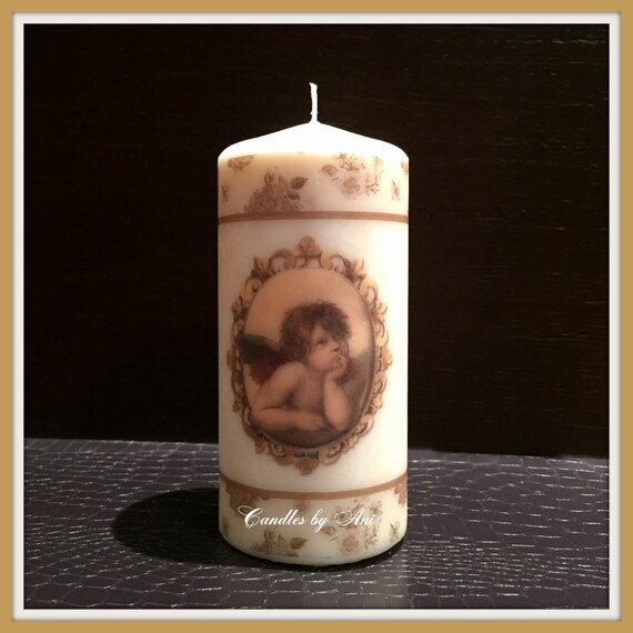 Items similar to DECORATED candle, Handmade candle, Pillar candle