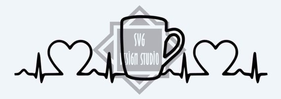 Download EKG coffee mug and hearts outline SVG file by SDIVADesigns ...