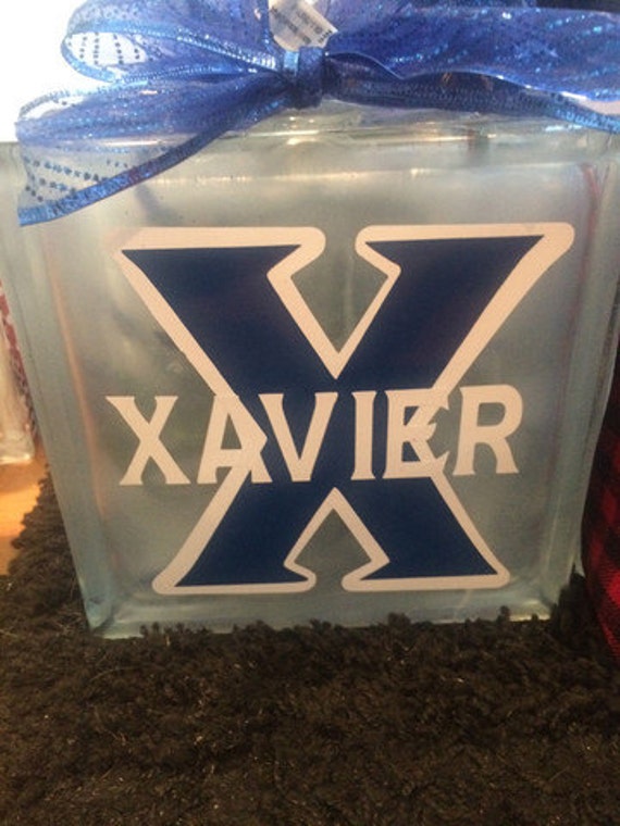Glass Block Light Xavier University Muskateers MARCH MADNESS 8x8 block with lights included