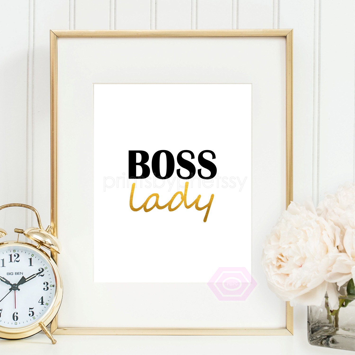 Boss Lady Printable Art Black and Gold Wall Art by PrintsbyPhetssy