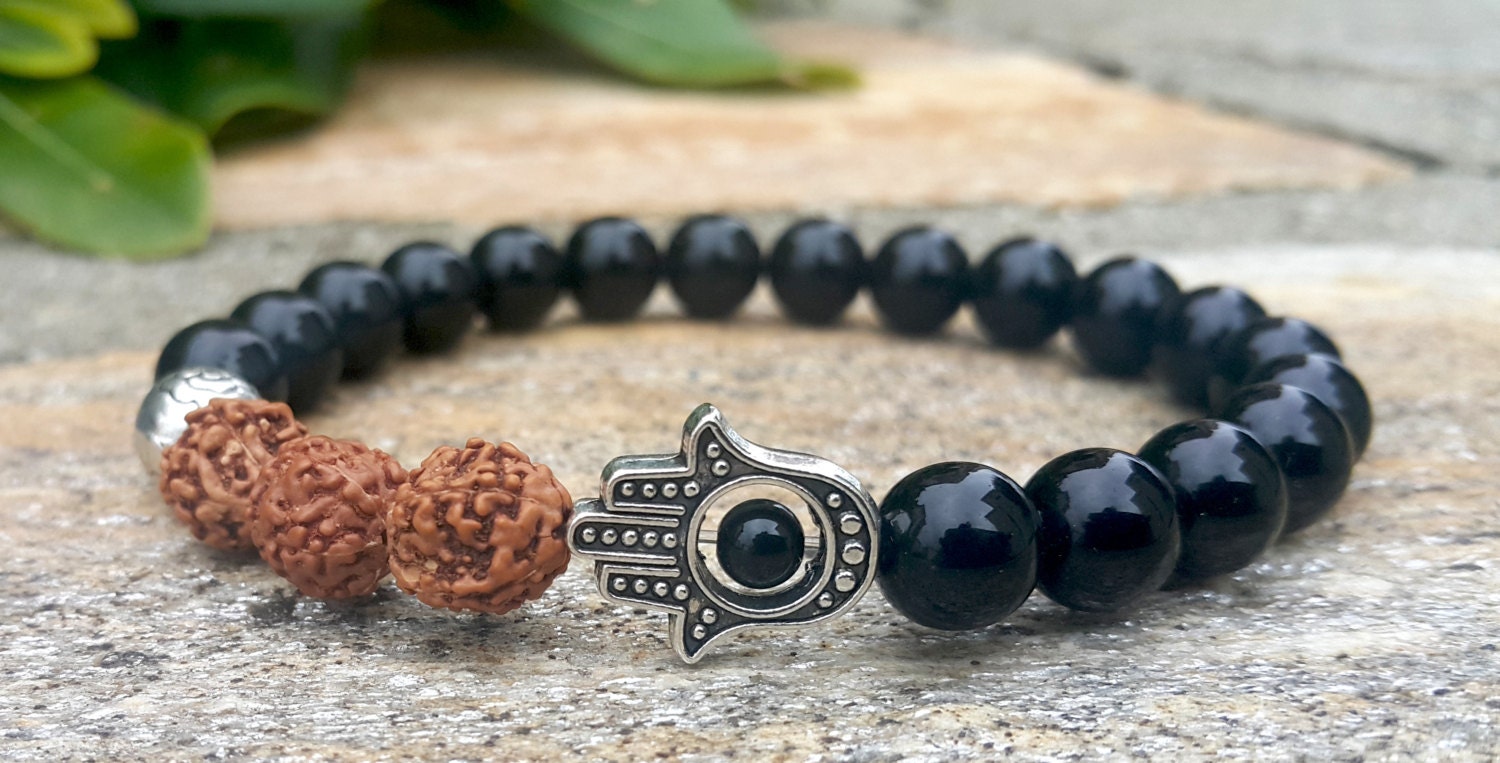 Mens Hamsa Hand Good Luck Bracelet Men's by Braceletshomme on Etsy