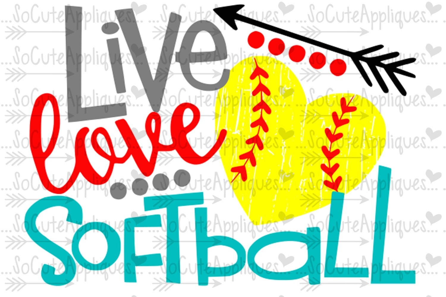 Download SVG DXF EPS Cut file Live love softball cut file