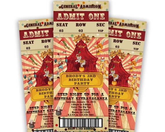 Circus Ticket Birthday Invitations 10